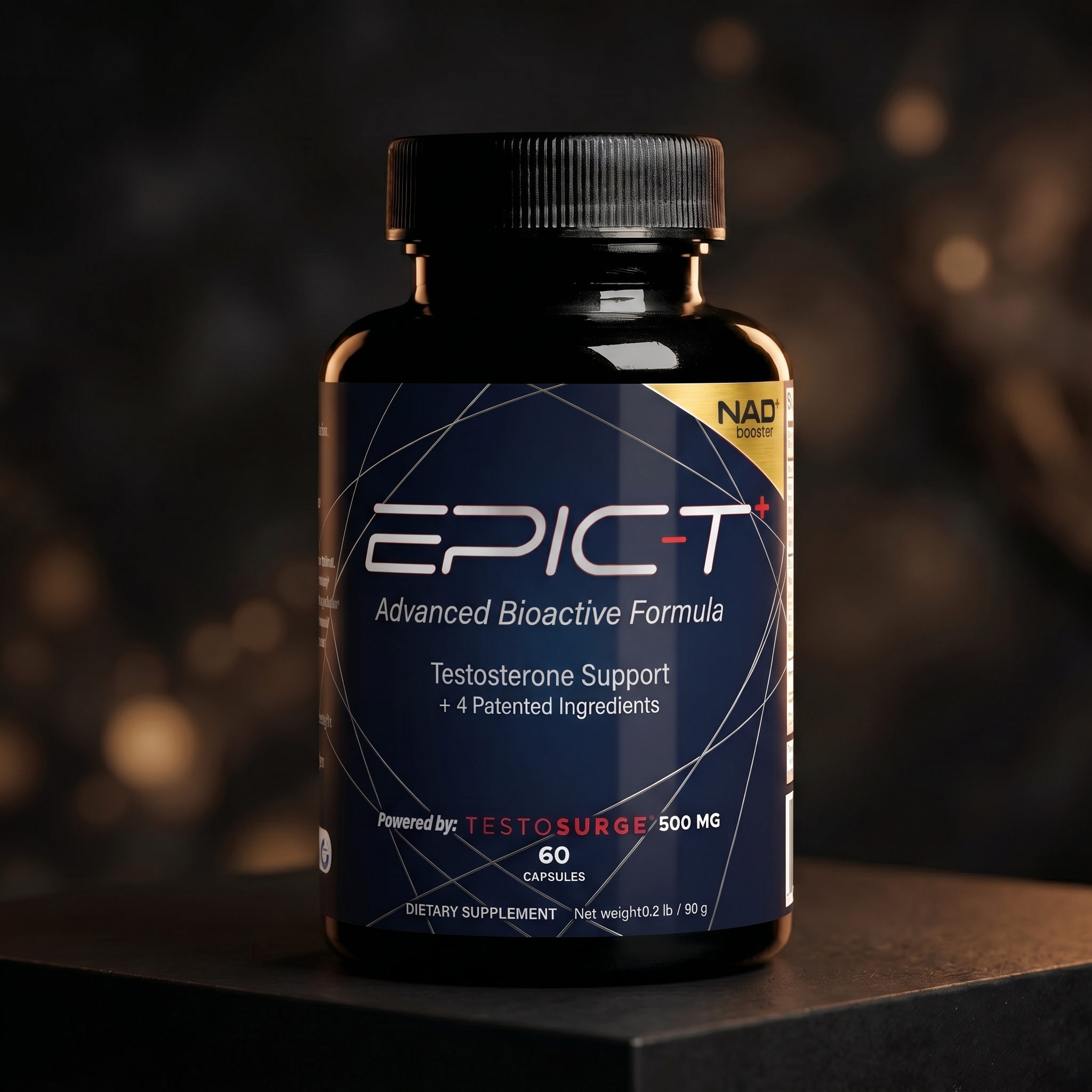 EPIC-T+ Advanced Bioactive Formula bottle — 60 capsules with NAD⁺ booster